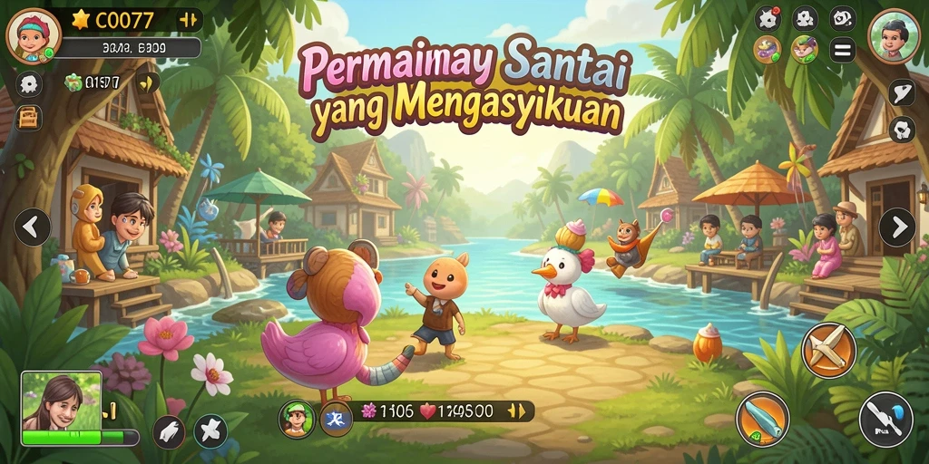 Tangkapan layar gameplay C0077 yang menarik dan penuh warna.