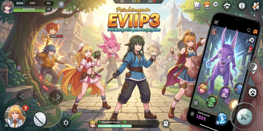 Tampilan gameplay yang mendebarkan dan penuh warna dari EVIP3.