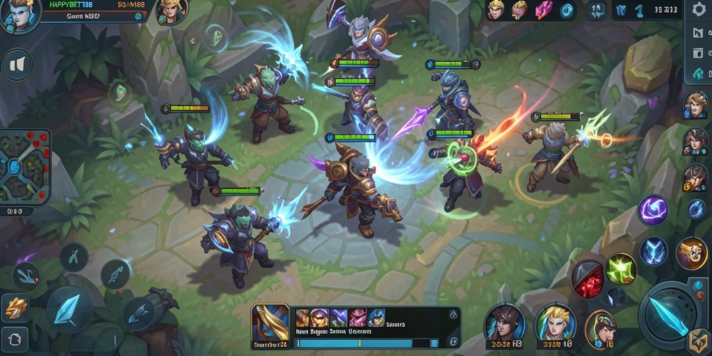Tampilan gameplay seru dari <strong>HAPPYBET188</strong>, pertarungan intens di arena MOBA.