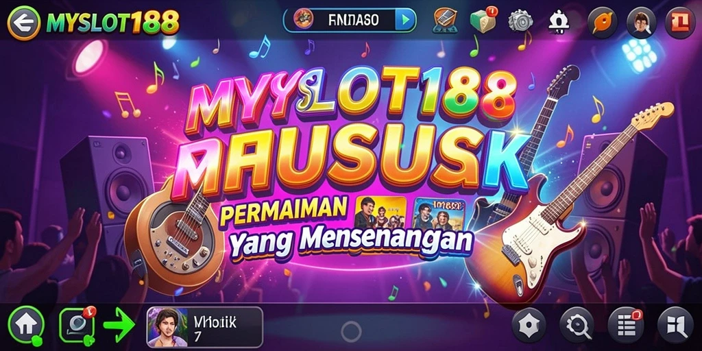 Tampilan screenshot gameplay MYSLOT188 dengan aksi seru dan lagu yang asyik.
