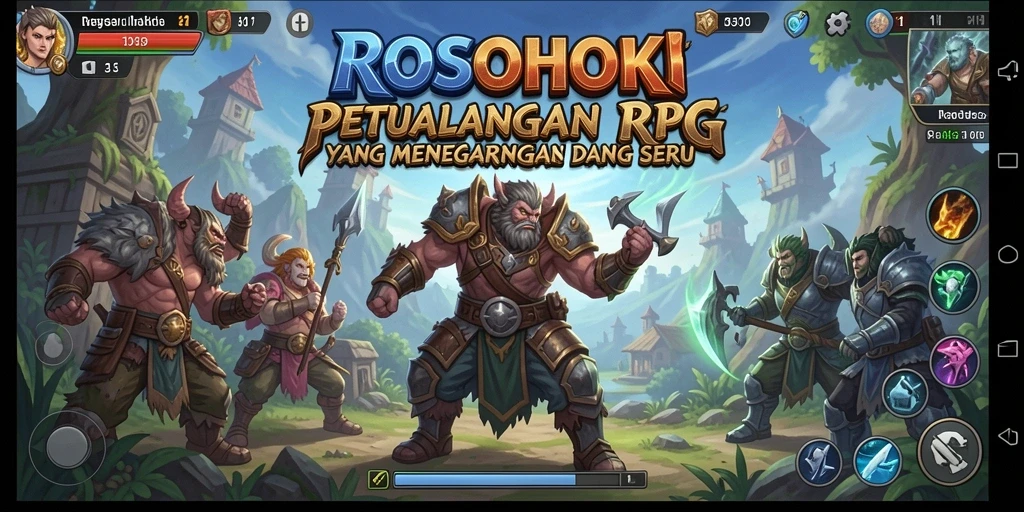 Tangkapan layar menampilkan aksi seru dalam gameplay RPG ROSOHOKI.