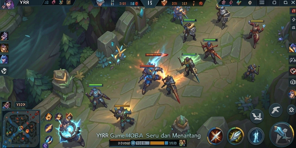Tampilan gameplay MOBA yang seru dan penuh strategi.